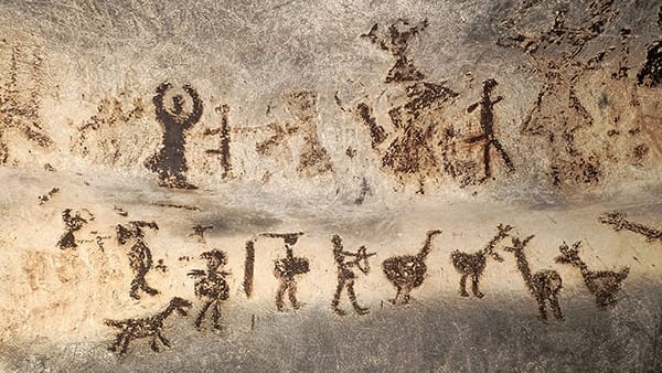 Prehistoric wall paintings of dancing